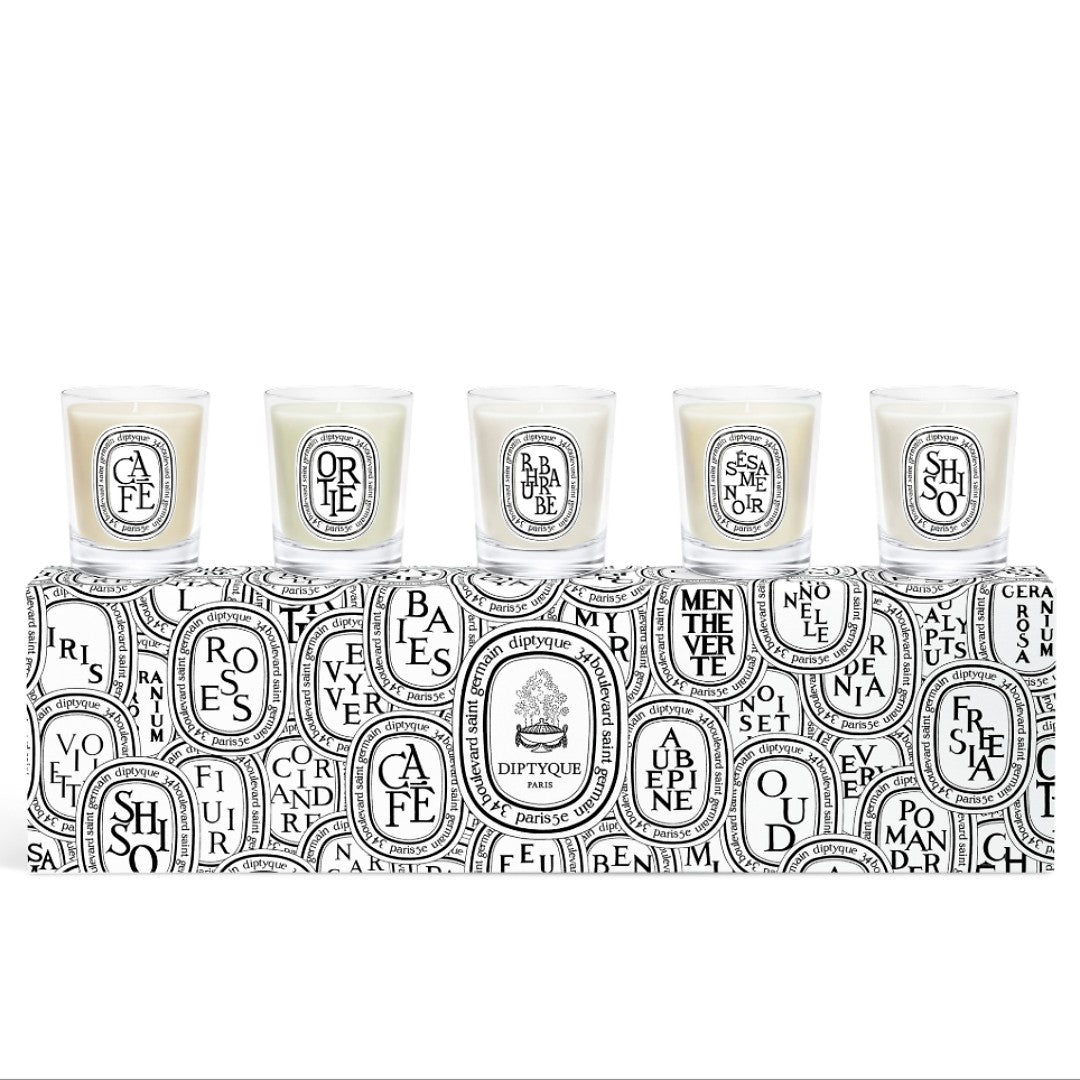 Diptyque Mini Candle Set 5x35g (rhubarb/sã©same Noir/shiso/ortie/cafã©)