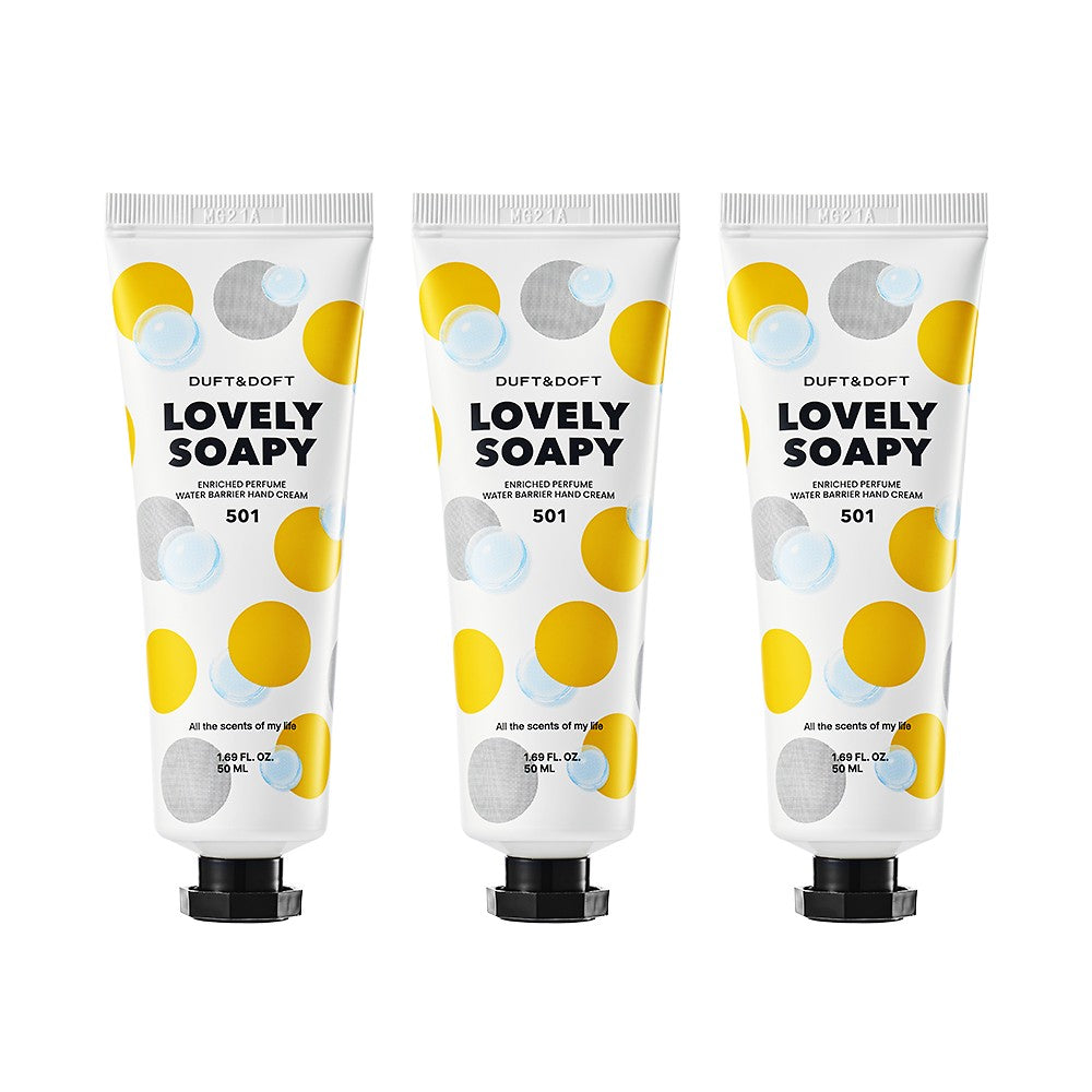 Duft&doft Enriched Perfume Water Barrier Hand Cream Lovely Soapy 50ml 3 Piece Set