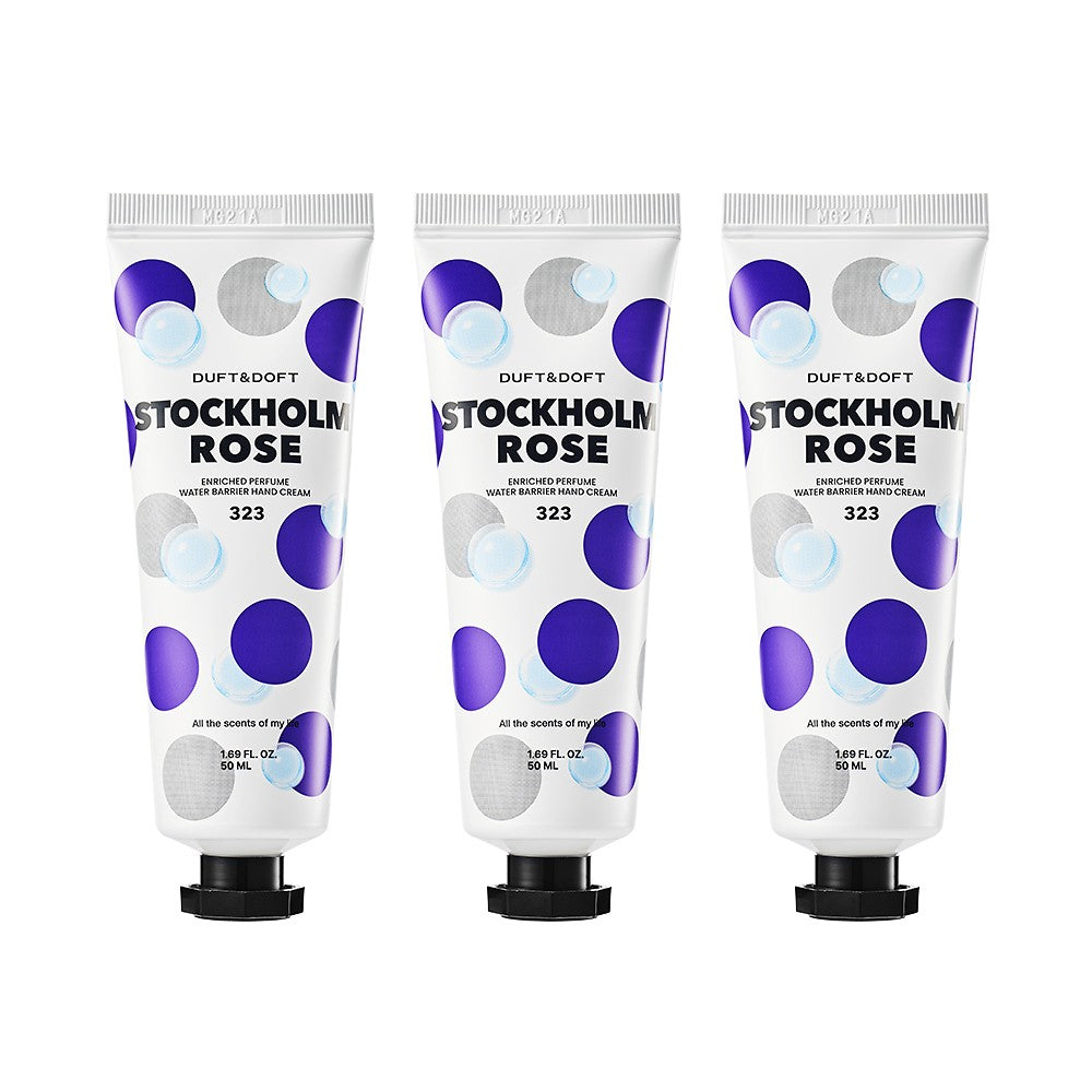 Duft&doft Enriched Perfume Water Barrier Hand Cream Stockholm Rose 50ml 3 Piece Set