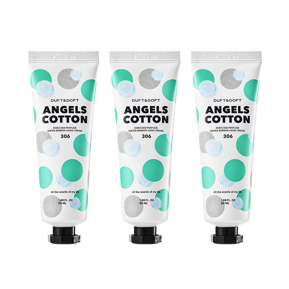 Duft&doft Enriched Perfume Water Barrier Hand Cream Angels Cotton 50ml 3 Piece Set