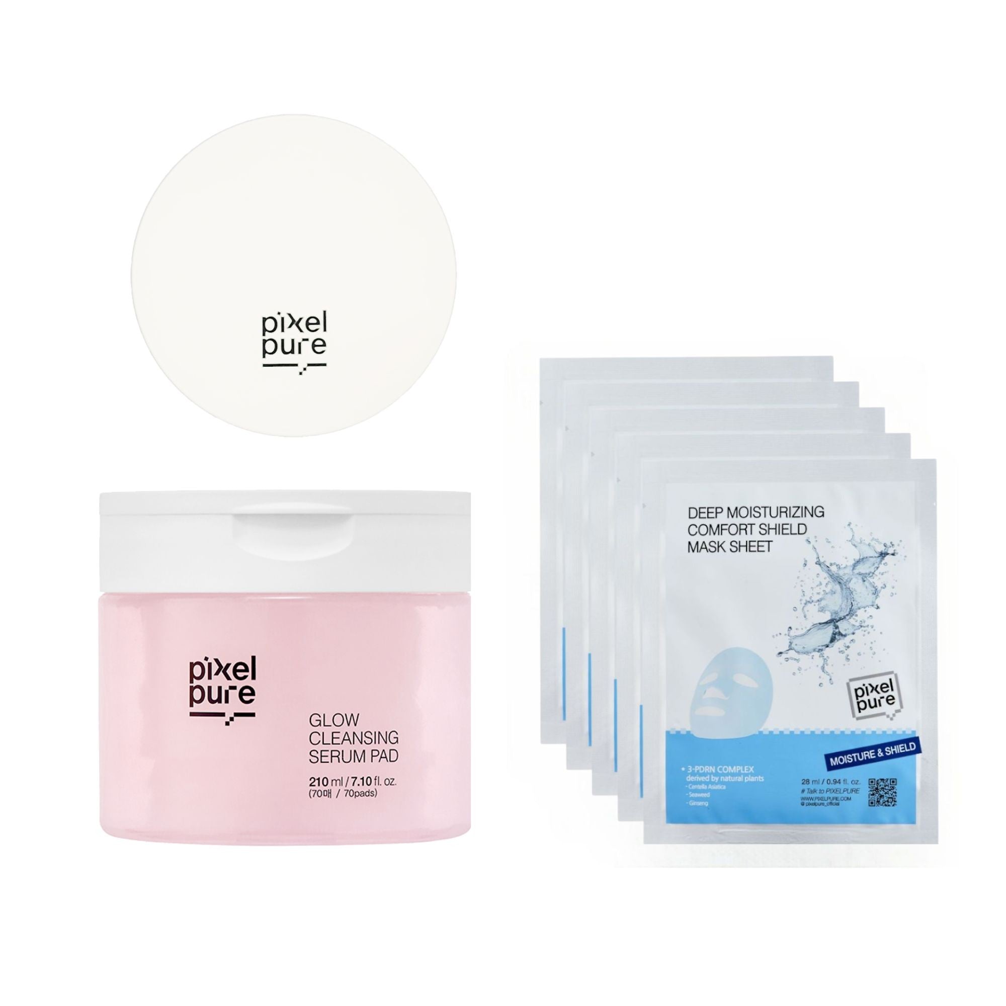 Pixelpure Cleansing Pad + Comfort Shield Pdrn Mask 5 Sheets (case Giveaway)