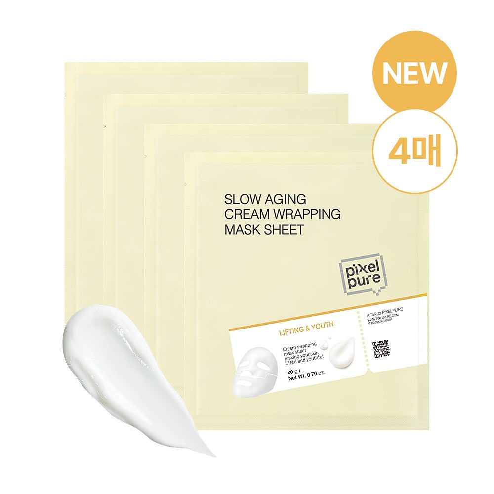 Pixelpure Slow Aging Cream Wrapping Mask Sheet 20g 4 Sheets